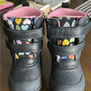 Carters Toddler Black Heart-Print Winter Boots - Pink Lining